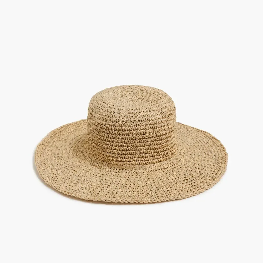 J. Crew Women's Crochet Straw Hat Paper Natural Straw Size S-M NWT